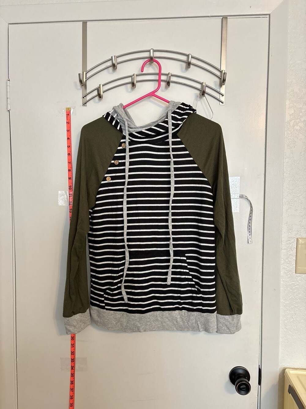 Cyanstyle Double Hooded Striped Pullover